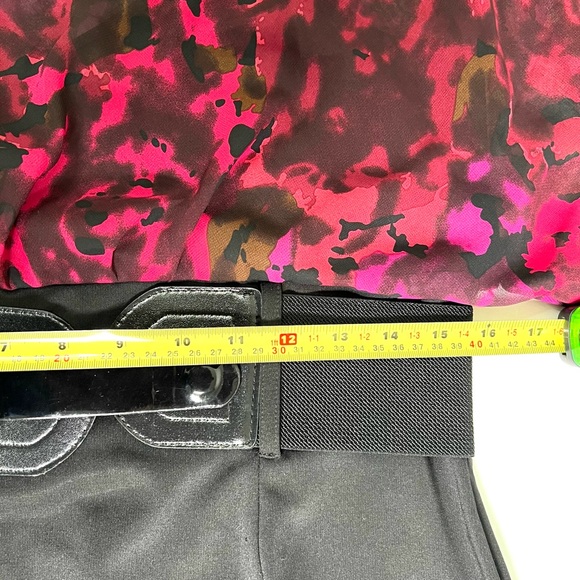 Robbie Bee vintage floral midi dress size 10 sheer overlay stretch belted pretty - Picture 9 of 10